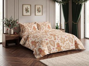 Lenjerie de pat din bumbac GINGERBREAD JOY bej Dimensiune lenjerie de pat: 70 x 90 cm | 140 x 200 cm