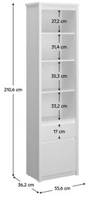 Etajera deschisa 1D1S, alba, ERODIN