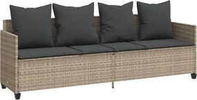 vidaXL Șezlong cu perne, gri deschis, poliratan