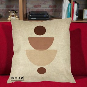Perna Decorativa Geometric Boho Balance, 40x40 cm, Crem, Husa Detasabila, Perna Inclusa, BEKZ®