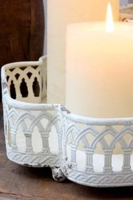 Set 2 tăvi decorative shabby chic cu margine dantelată, finisaj crem antichizat, H6,5/L35/l25,5 cm, „Colette”