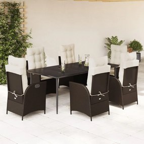 vidaXL Set mobilier de grădină cu perne, 7 piese, maro, poliratan