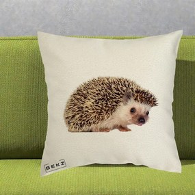 Perna Decorativa Arici Fotorealist, 40x40 cm, Ecru, Husa Detasabila, Perna Inclusa, BEKZ®