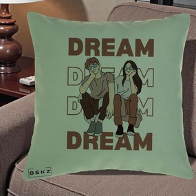 Perna Decorativa Dream Couple Aesthetic, 40x40 cm, Verde, Husa Detasabila, Perna Inclusa, BEKZ®