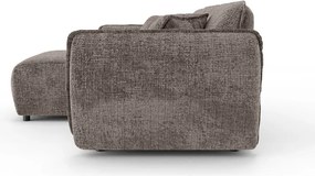 Colțar taupe cu tapițerie din chenille (cu colț pe partea stângă/cu șezlong) Nelia – Ropez