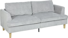 HOMCOM Canapea 3 locuri, canapea cu brațe, tapițată cu aspect corduroy pentru living, Gri deschis | Aosom Romania