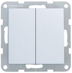 Intrerupator dublu 10A, IP20, Argintiu, Panasonic Karre Plus 55
