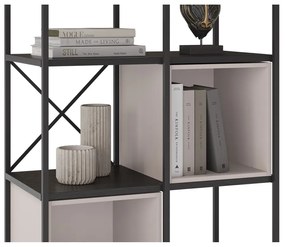 Bibliotecă neagră/crem 71x179 cm Anya – Marckeric