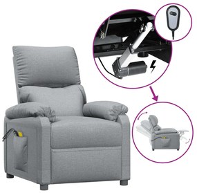 3073827 vidaXL Fotoliu de masaj electric rabatabil, gri deschis, textil
