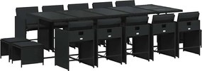 vidaXL Set mobilier de grădină cu perne, 15 piese, negru, poliratan