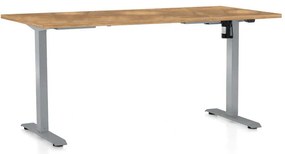 Masă înălțime reglabilă OfficeTech A, 160 x 80 cm, picioare gri, stejar auriu