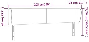 Tablie de pat cu aripioare gri deschis 203x23x78 88 cm catifea 1, Gri deschis, 203 x 23 x 78 88 cm