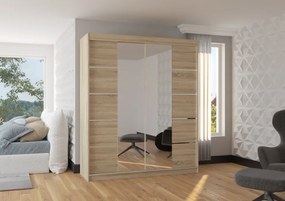 Dulap cu usi glisante si oglinda 180x215 cm, Traves, ADRK Furniture (Culoare: Ciocolata)