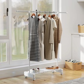 HOMCOM Uscător Vertical Extensibil cu Roți și Raft pentru Încălțăminte Alb | Aosom Romania
