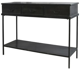 Consola din metal, neagra, cu 3 sertare, aspect vintage