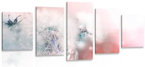 Tablou 5-piese păpădie cu elemente abstracte