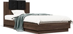 vidaXL Cadru de pat cu tăblie stejar maro 100x200 cm lemn prelucrat