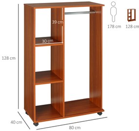 HOMCOM Dulap Penderie Dulap Depozitare Mobil Plăci de Particule Culoare Nuc | Aosom Romania