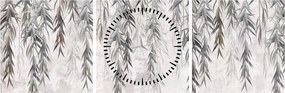 Tablou - Crenguțe de salcie, tencuiala gri (cu ceas) (90x30 cm)