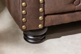 Canapea clasica stil englezesc Chesterfield II 3 locuri, maro vintage