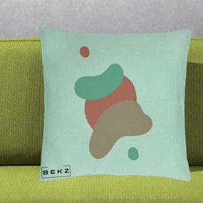 Perna Decorativa Abstract Forme Fluide Coral, 40x40 cm, Verde Menta, Husa Detasabila, Perna Inclusa, BEKZ®
