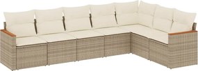vidaXL Set canapele de grădină, 7 piese, cu perne, bej, poliratan