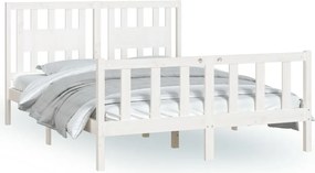 vidaXL Cadru de pat cu tăblie, alb, 120x200 cm, lemn masiv de pin