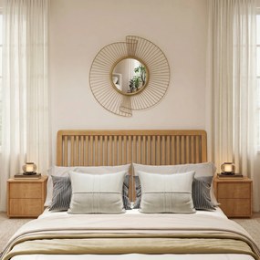 HOMCOM Oglindă Decorativă de Perete Rotundă, Design Modern cu Benzi Metalice și Ramă Plisată, Pentru Sufragerie, Dormitor și Hol, 60x60 cm, Auriu | Aosom Romania