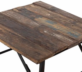 Masuta de cafea, natur, din lemn reciclat si metal, Loft