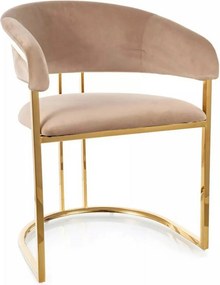 Scaun TULIPE, bej inchis - Bluvel 28, stofa catifelata/metal, 57x64x77