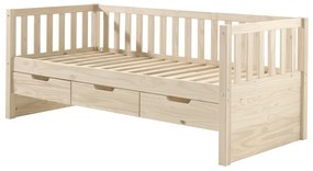 Set Pat Cabină Fritz 90x200 cm cu Sertare, pentru Copii, Pin Lăptos – Vipack