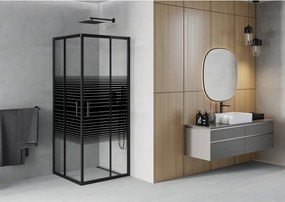Mexen Rio cabina de duș pătrată 90 x 90 cm, dungi negre, neagră - 860-090-090-70-20