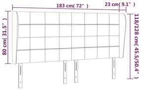 Tablie de pat cu aripioare gri inchis 183x23x118 128 cm catifea 1, Morke gra, 183 x 23 x 118 128 cm