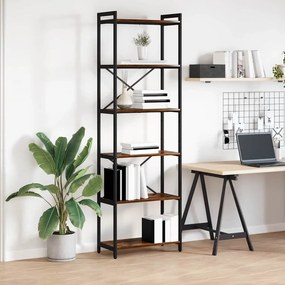 vidaXL Bibliotecă Stejar afumat 60 x 30 x 188 cm MDF și Oțel