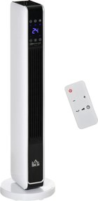 HOMCOM Încălzitor Electric Ceramic de 2200W cu 3 Moduri de Funcționare și Telecomandă, Alb | Aosom Romania
