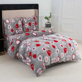 Lenjerie de pat cu microplus CHRISTMAS HEART gri Dimensiune lenjerie de pat: 70 x 90 cm | 140 x 220 cm