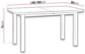 Masă sufragerie extensibilă Legano 80 x 140 180 II L (Nuc) (pentru 4-8 persoane). 1105387