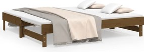 vidaXL Pat de zi extensibil maro miere 2x(75x190) cm lemn masiv de pin