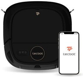 Robot aspirator Tecbot M1, Li-ion 5200 mAh, 4000 Pa, 0.5 l, HEPA, Wi-Fi, Autonomie pana la 160 min, Mop cu auto-curățare, Negru