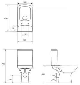 Set vas WC compact Cersanit, Easy New, cu capac si rezervor, Clean On, alb