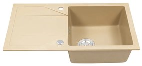 Chiuvetă pătrată Gori cu o singură lavoar + picurator din granit bej