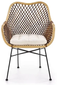 Scaun de bucaterie Percy, ratan / negru