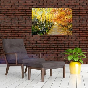 Tablou - Alee romantică de-a lungul apei, pictură în ulei (90x60 cm)