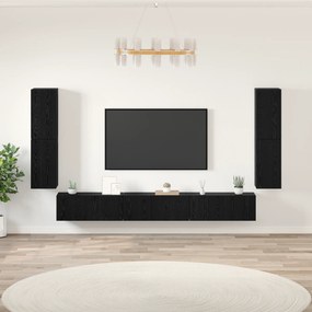 vidaXL Set comodă TV cu ușă 5 pcs Stejar negru Lemn compozit
