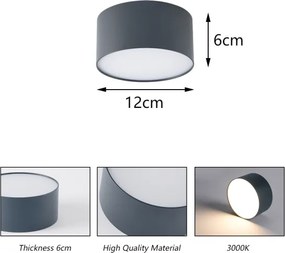 Brilagi - Plafonieră LED pentru baie FORIS, 14 W, 230 V, Ø 12 cm, antracit, IP44