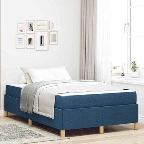 vidaXL Pat cu arcuri Altele Albastru și Alb 120 x 200 cm țesătură