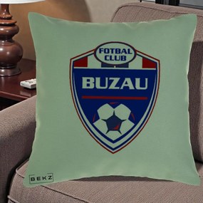 Perna Personalizata FC Buzau Fotbal, 40x40 cm, Verde, Husa Detasabila, Perna Inclusa, BEKZ®