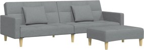 vidaXL Canapea extensibilă cu taburet, 2 locuri, gri deschis, textil