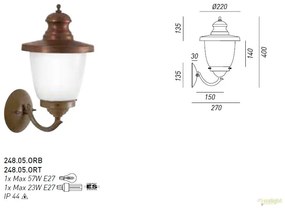 Aplica de perete exterior cu protectie IP44, Venezia 248.05.OR