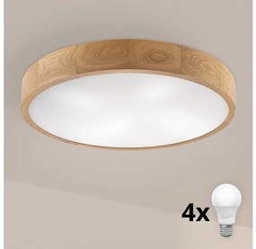 Brilagi - Plafonieră LED CARVALHO 4xE27/60W/230V, stejar, diam. 57,5 cm